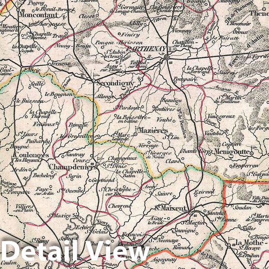 Historic Map : Levasseur Map of The Department Des Deux Sevres, France (Chabichou Cheese Region), 1852, Vintage Wall Art