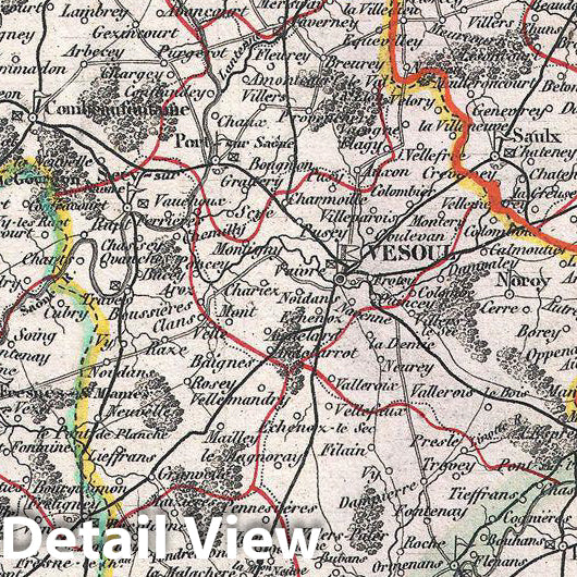 Historic Map : Levasseur Map of The Department De La Haute Saone, France (Burgundy or Bourgogne Wine Region), 1852, Vintage Wall Art