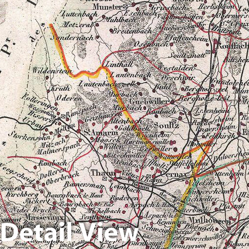 Historic Map : Levasseur Map of The Department Du Haut Rhin, France (Alsace Wine Region), 1852, Vintage Wall Art