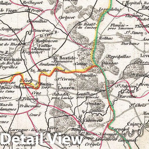 Historic Map : Levasseur Map of The Department Du Lot, France (Cahors Wine Region), 1852, Vintage Wall Art