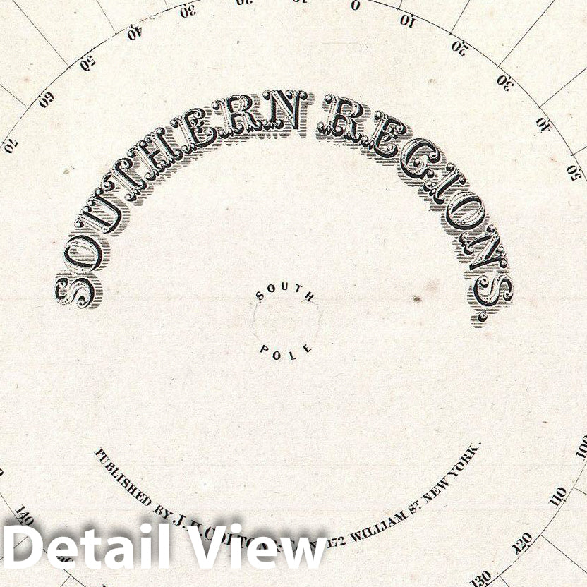 Historic Map : Colton Map of Antarctica, The South Pole, or The Southern Polar Regions, 1855, Vintage Wall Art