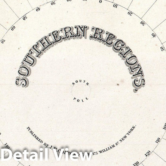 Historic Map : Colton Map of Antarctica, The South Pole, or The Southern Polar Regions, 1855, Vintage Wall Art