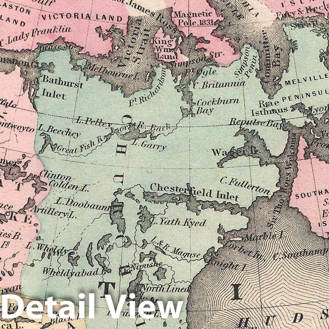 Historic Map : Colton Map of British North America or Canada , 1855, Vintage Wall Art