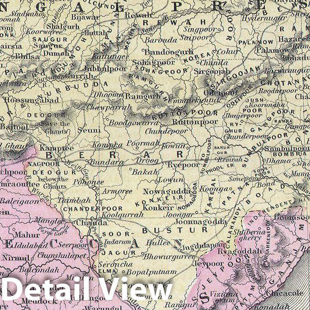 Historic Map : Colton Map of India or Hindostan , 1855, Vintage Wall Art