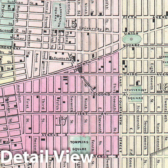 Historic Map : Colton Map of New York City, Manhattan, Brooklyn, Hoboken (First Edition), 1855, Vintage Wall Art