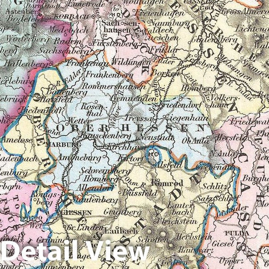 Historic Map : Colton Map of Western Germany, Westphalia, Rheinland , 1855, Vintage Wall Art