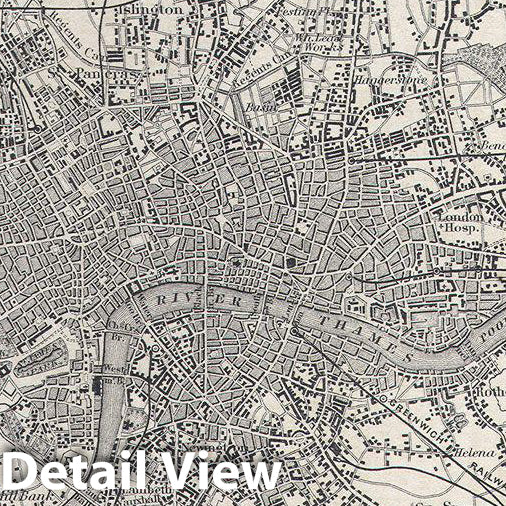 Historic Map : Colton Map or Plan of London, England , 1855, Vintage Wall Art