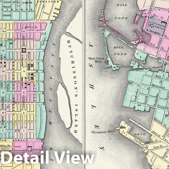 Historic Map : Colton Plan or Map of Charleston, South Carolina and Savannah, Georgia, 1855, Vintage Wall Art