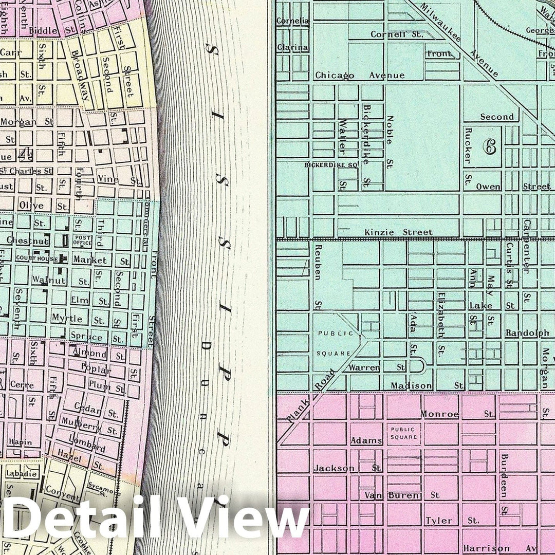 Colton Plan of Chicago, Illinois and St. Louis, Missouri, 1855 - Vintage Wall Art