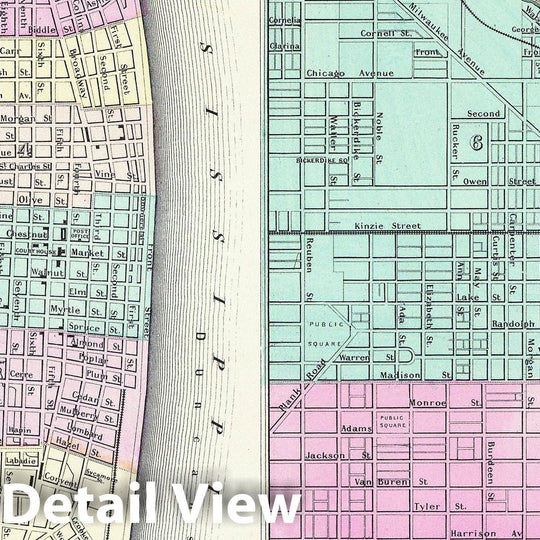 Colton Plan of Chicago, Illinois and St. Louis, Missouri, 1855 - Vintage Wall Art