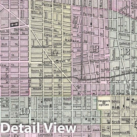 Historic Map : Colton Plan or Map of Philadelphia, Pennsylvania , 1855, Vintage Wall Art