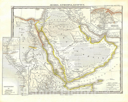 Historic Map : Spruneri Map of Arabia, Egypt and Ethiopia or Abyssinia , 1855, Vintage Wall Art