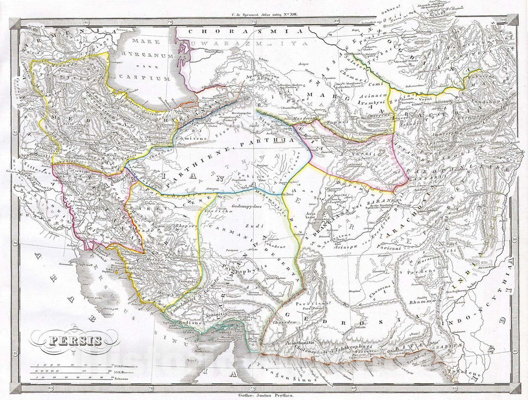 Historic Map : Spruneri Map of Persia (Iran, Iraq, Kuwait), 1855, Vintage Wall Art