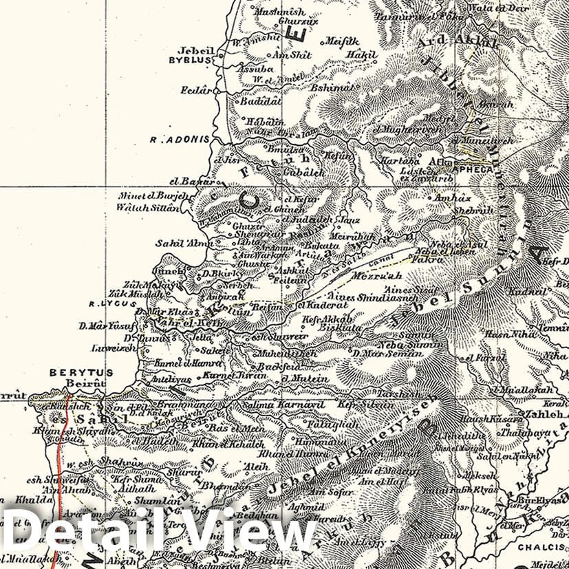 Historic Map : Kiepert Map of Lebanon, 1856, Vintage Wall Art