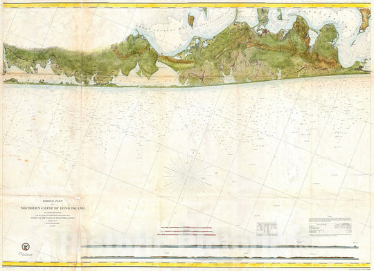 Historic Map : U.S. Coast Survey Map of Eastern Long Island (Hamptons, Amagansett), 1857, Vintage Wall Art