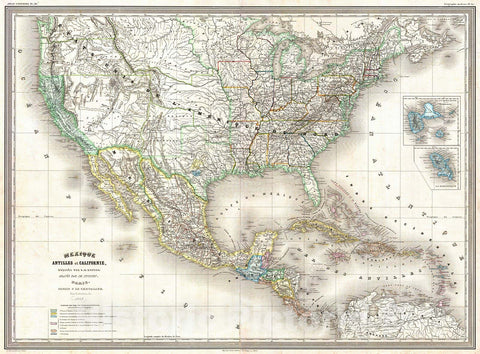 Historic Map : Dufour Map of The United States, 1858, Vintage Wall Art