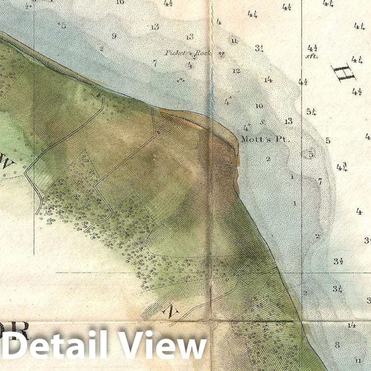 Historic Map : U.S. Coast Survey Chart or Map of Hempstead Harbor, Long Island, New York, 1859, Vintage Wall Art