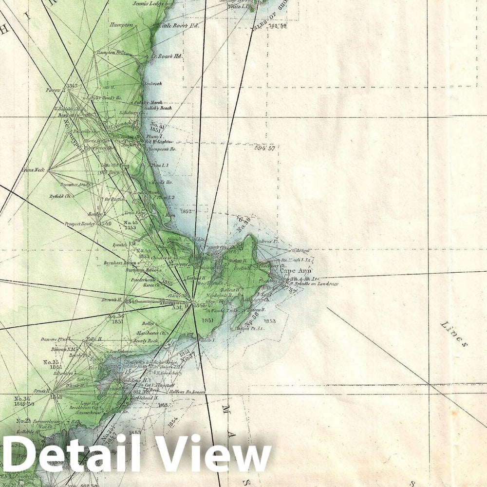 Historic Map : U.S. Coast Survey Map of The New England Coa, 1859, Vintage Wall Art