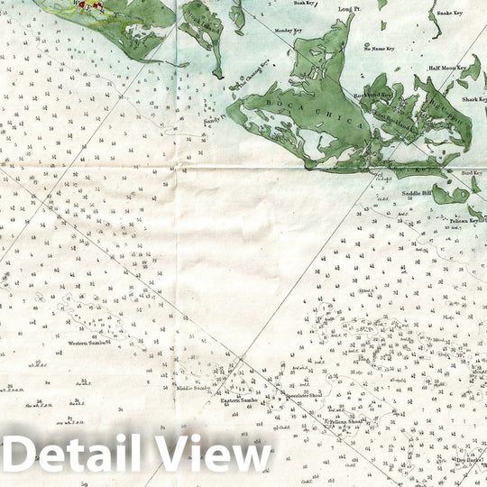 Historic Map : U.S. Coast Survey Map or Nautical Chart of The Florida Keys and Key West, 1859, Vintage Wall Art