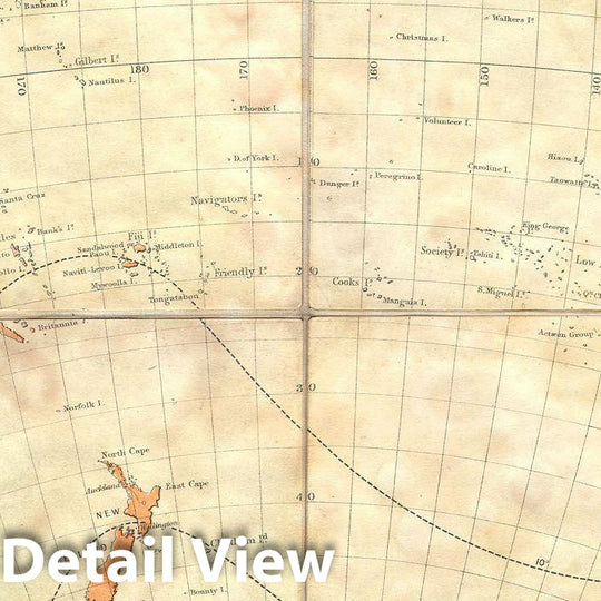 Historic Map : James Polar Projection of The Globe, Antarctica, Pacific Center, 1860, Vintage Wall Art