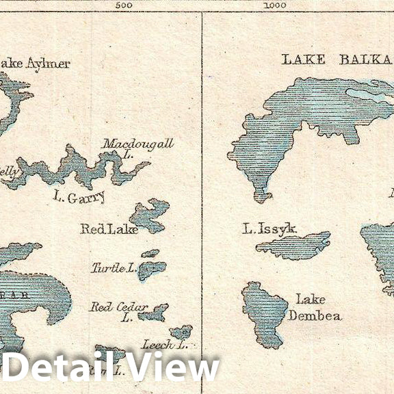 Historic Map : Mackenzie Map of Waterfalls and Lakes, 1860, Vintage Wall Art