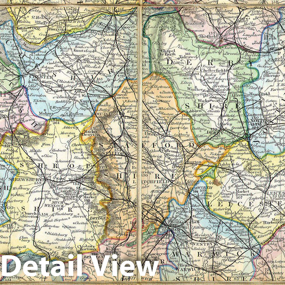 Historic Map : Philips Folding or Pocket Map of England and Wales, 1860, Vintage Wall Art