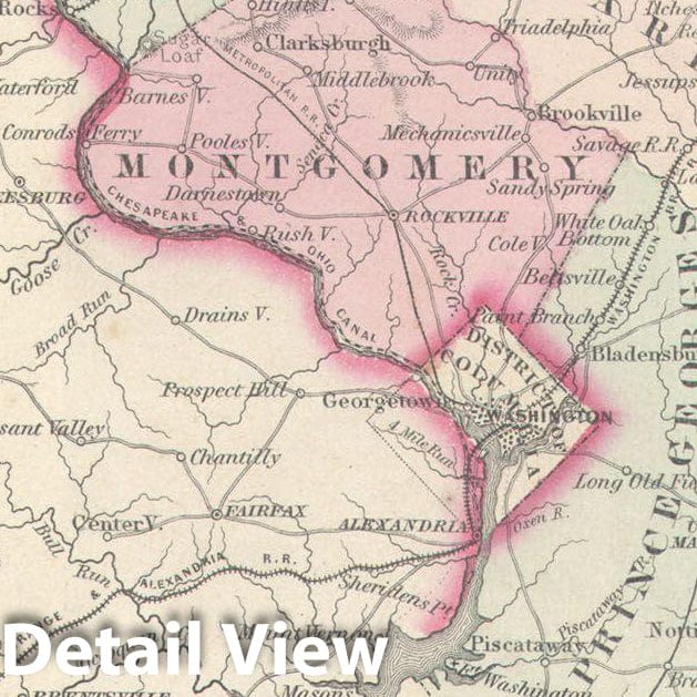 Historic Map : Johnson Map of Delaware and Maryland, 1861, Vintage Wall Art