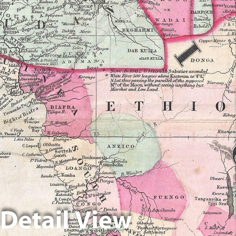 Historic Map : Johnson Map of Africa, 1862, Vintage Wall Art