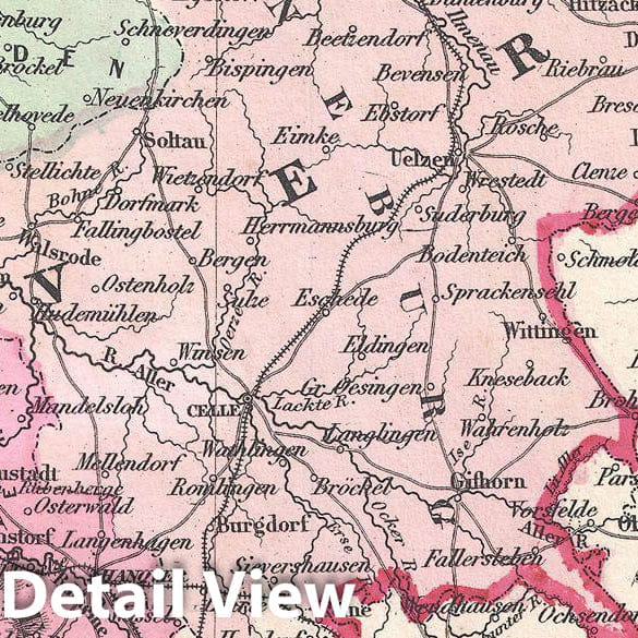 Historic Map : Johnson Map of Northern Germany (Holstein and Hanover), 1862, Vintage Wall Art