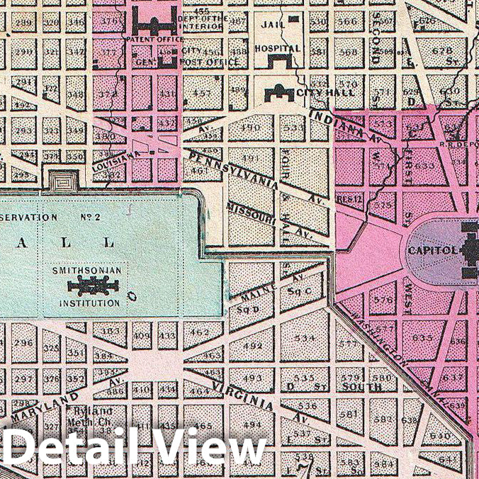 Historic Map : Johnson Map of Washington D.C. and Georgetown , Version 2, 1862, Vintage Wall Art