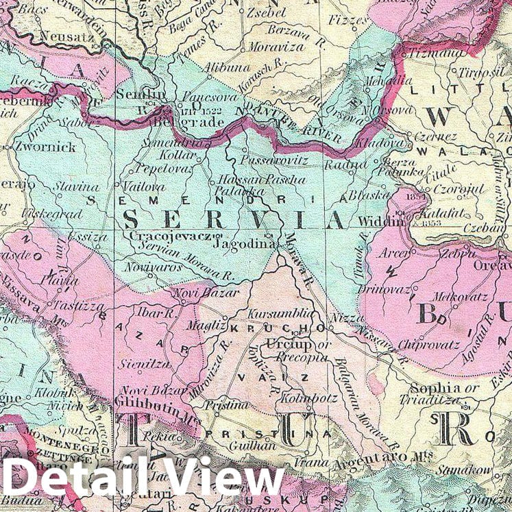 Historic Map : Johnson Map of Austria, Hungary, Turkey, Italy and Greece, 1863, Vintage Wall Art