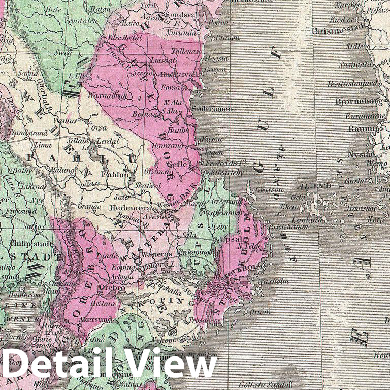 Historic Map : Johnson Map of Scandinavia (Norway, Sweden, Denmark, Prussia), 1864, Vintage Wall Art