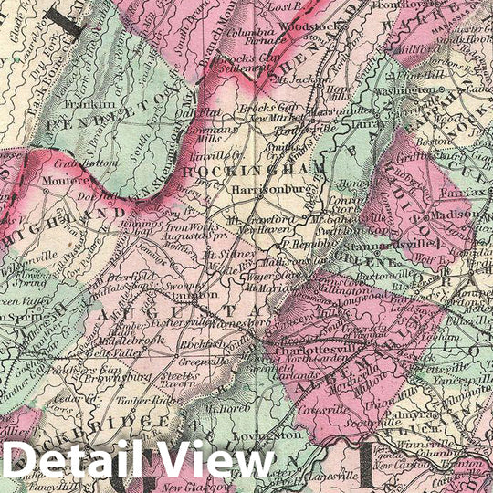 Historic Map : Johnson Map of Virginia, West Virginia, Maryland, and Delaware, 1864, Vintage Wall Art