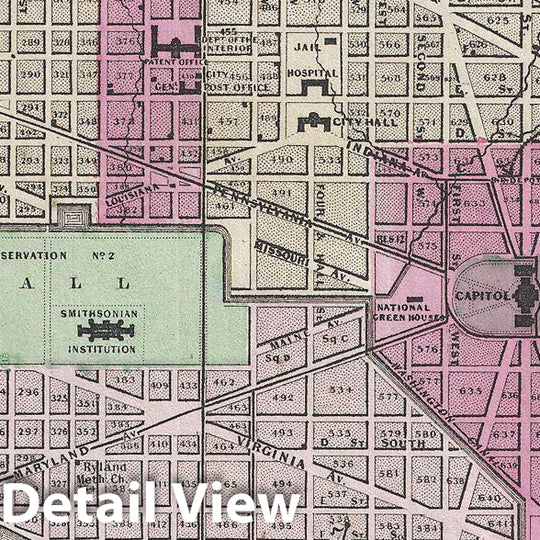 Historic Map : Johnson Map of Washington D.C. and Georgetown , Version 3, 1864, Vintage Wall Art