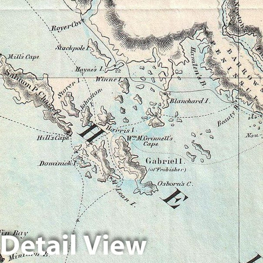 Historic Map : Hall Map of Frobisher Bay, Baffin Island, Canada (Important Arctic Exploration Map), 1865, Vintage Wall Art