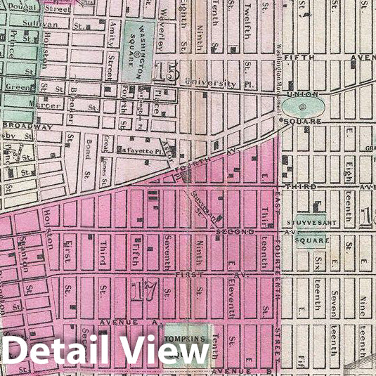 Historic Map : Johnson Map of New York City and Brooklyn, Version 2, 1865, Vintage Wall Art