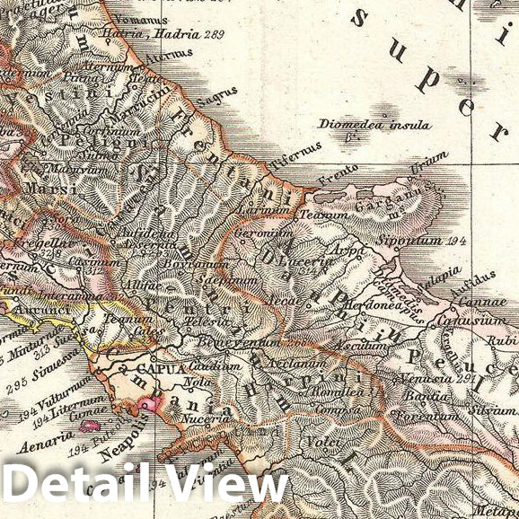 Historic Map : Spruner Map of Italy Before The Gauls and The Marsicus War, 1865, Vintage Wall Art