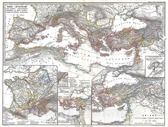 Historic Map : Spruner Map of The Mediterranean from Pompey to The Battle of Actium, 1865, Vintage Wall Art