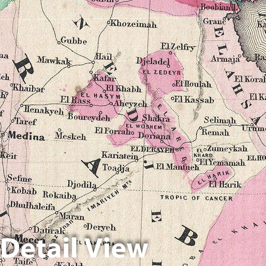 Historic Map : Johnson Map of Arabia, Persia, Turkey and Afghanistan (Iraq), 1866, Vintage Wall Art