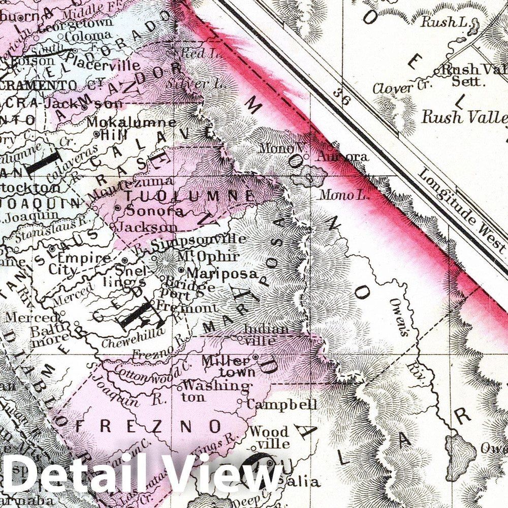 Historic Map : Mitchell Map of California, 1866, Vintage Wall Art