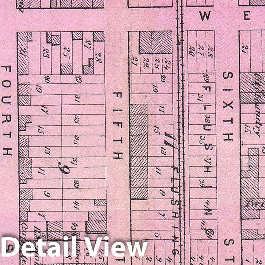 Historic Map : Beers Map of Hunters Point (Long Island City), Queens, New York, 1873, Vintage Wall Art