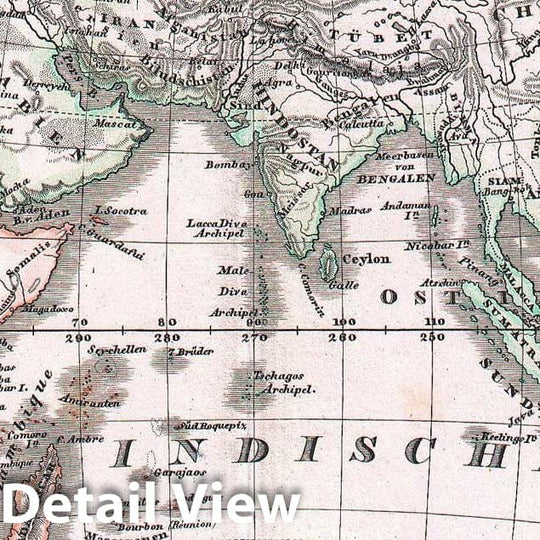 Historic Map : Stieler Map of The Eastern Hemisphere (Europe, Africa, Asia, Australia, Pacific) , 1873, Vintage Wall Art