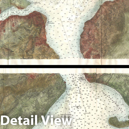 Historic Map : U.S. Coast Survey Map of New York City, Bay and Harbor (2 Part), 1874, Vintage Wall Art