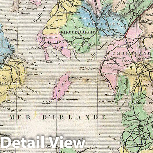 Historic Map : Migeon Map of The British Isles (England, Ireland, Scotland), 1878, Vintage Wall Art