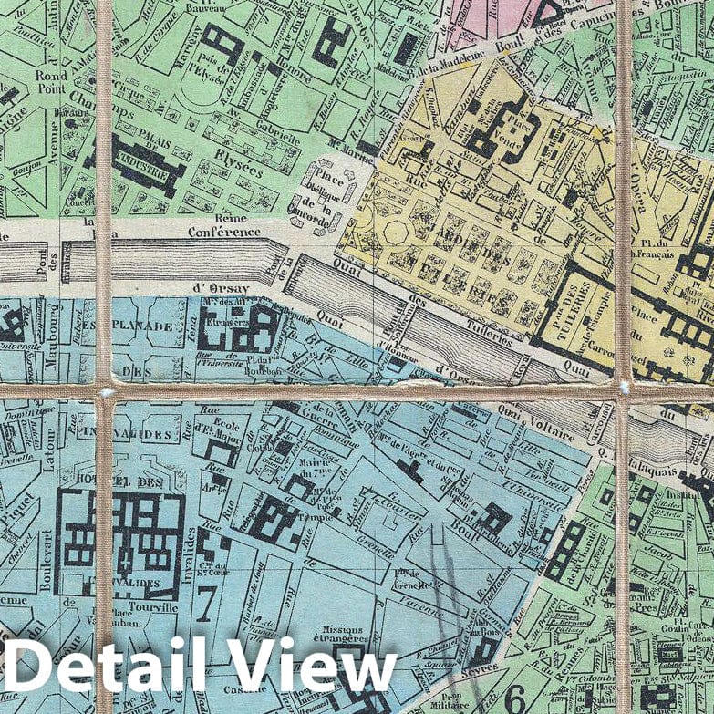 Historic Map : Lefevre Pocket Map or Plan of Paris, France, 1881, Vintage Wall Art