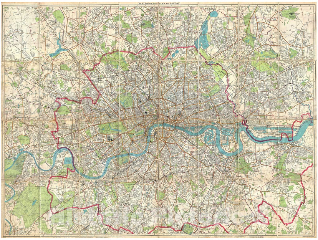 Historic Map : Bartholomew Fire Brigade Map of London, England, 1899, Vintage Wall Art