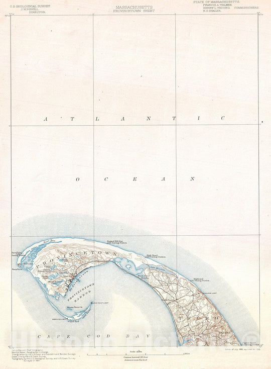 Historic Map : U.S. Geological Survey Map of Provincetown, Cape Cod, Massachusetts , 1900, Vintage Wall Art