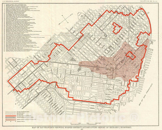 Historic Map : Geological Survey Map of San Francisco After 1906 Earthquake , 1907, Vintage Wall Art