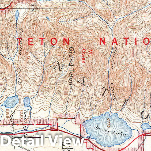 Historic Map : U.S.G.S. Map of Grand Teton National Park, Wyoming, 1929, Vintage Wall Art