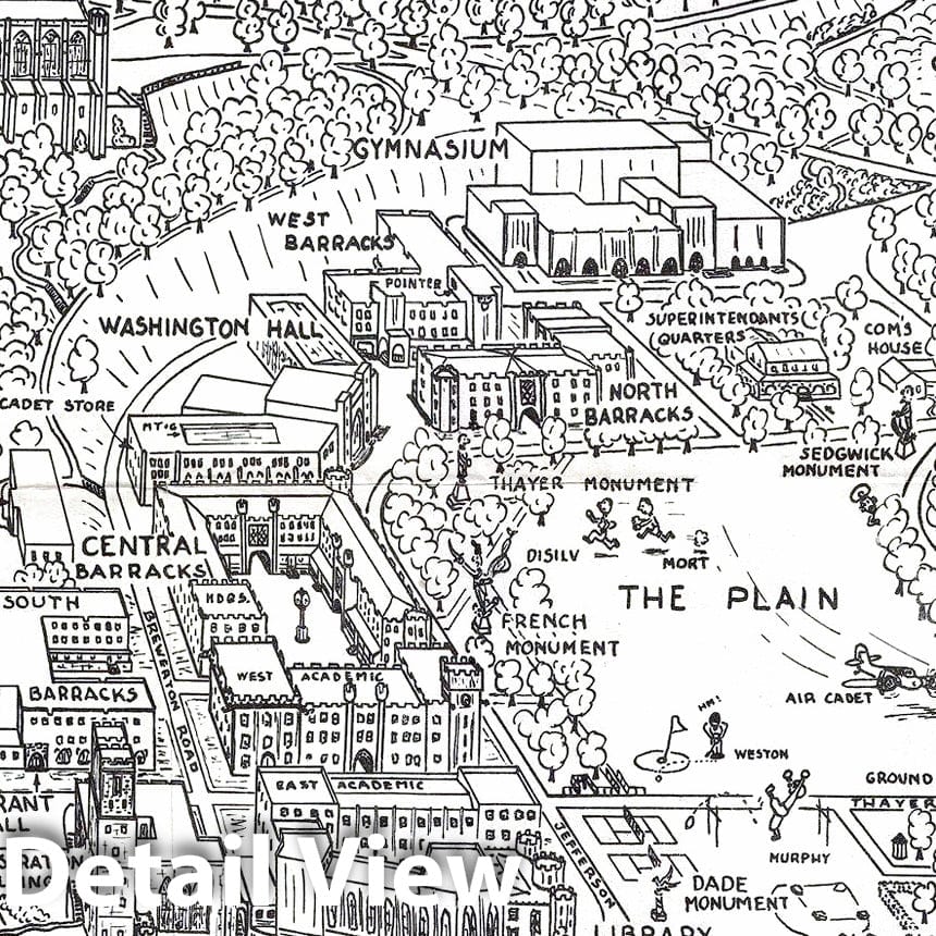 Historic Map : Cumberpatch View or Map of West Point Military Academy, New York, 1944, Vintage Wall Art